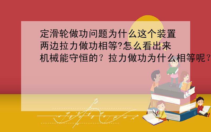 定滑轮做功问题为什么这个装置两边拉力做功相等?怎么看出来机械能守恒的？拉力做功为什么相等呢？