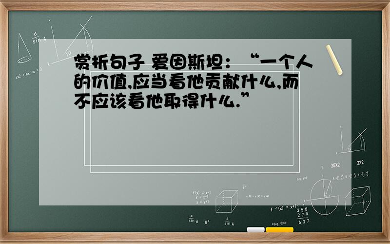 赏析句子 爱因斯坦：“一个人的价值,应当看他贡献什么,而不应该看他取得什么.”