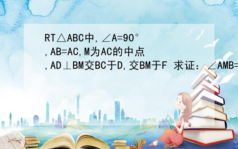 RT△ABC中,∠A=90°,AB=AC,M为AC的中点,AD⊥BM交BC于D,交BM于F 求证：∠AMB=∠DMC