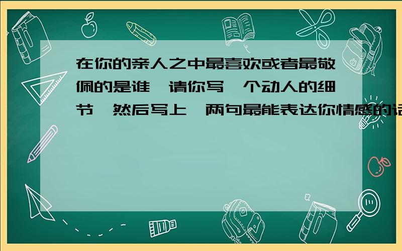 在你的亲人之中最喜欢或者最敬佩的是谁,请你写一个动人的细节,然后写上一两句最能表达你情感的话