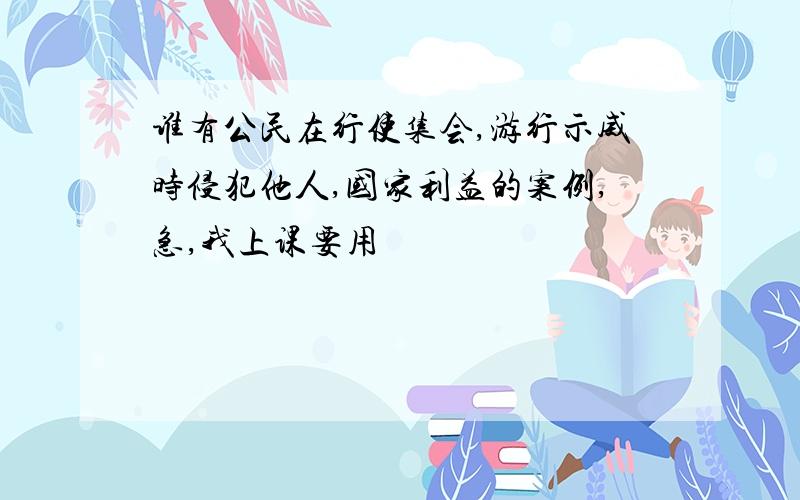 谁有公民在行使集会,游行示威时侵犯他人,国家利益的案例,急,我上课要用