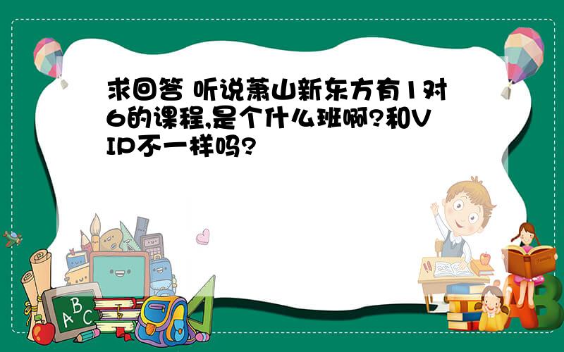 求回答 听说萧山新东方有1对6的课程,是个什么班啊?和VIP不一样吗?