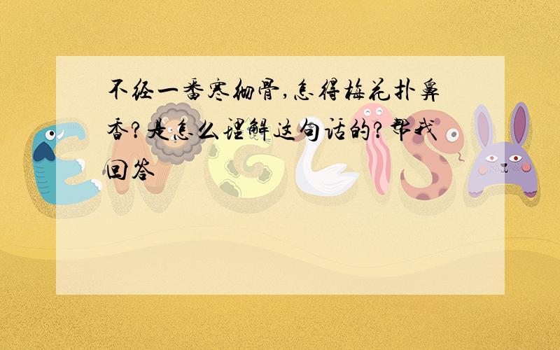 不经一番寒彻骨,怎得梅花扑鼻香?是怎么理解这句话的?帮我回答