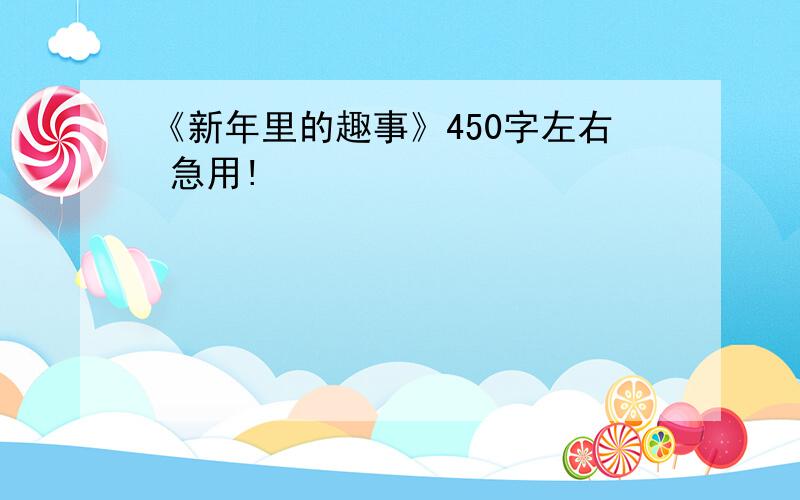 《新年里的趣事》450字左右 急用!