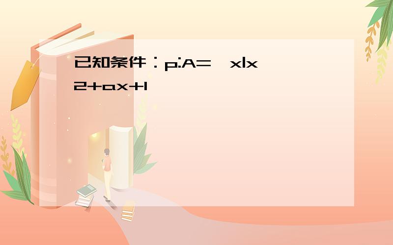 已知条件：p:A={x|x^2+ax+1