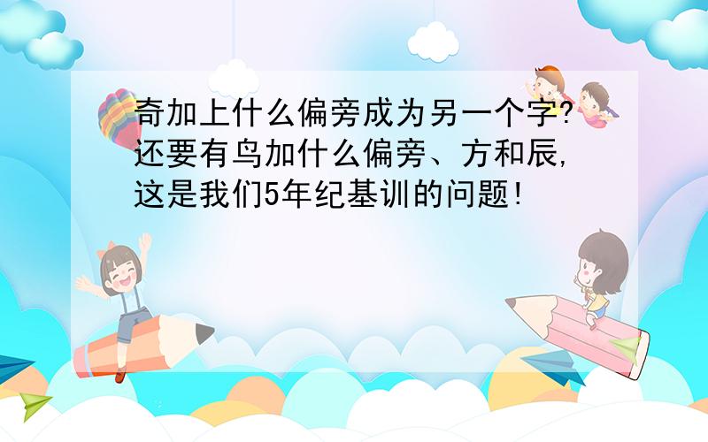 奇加上什么偏旁成为另一个字?还要有鸟加什么偏旁、方和辰,这是我们5年纪基训的问题!