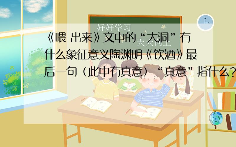 《喂 出来》文中的“大洞”有什么象征意义陶渊明《饮酒》最后一句（此中有真意）“真意”指什么?最好200字