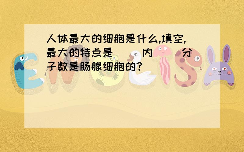 人体最大的细胞是什么,填空,最大的特点是（ ）内（ ）分子数是肠腺细胞的?