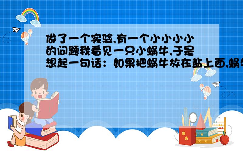 做了一个实验,有一个小小小小的问题我看见一只小蜗牛,于是想起一句话：如果把蜗牛放在盐上面,蜗牛会变成水.我就把一点盐放在桌子上,再把蜗牛放在上面,果然,蜗牛变成了一堆黄色的泡沫