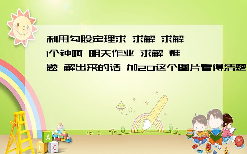 利用勾股定理求 求解 求解 1个钟啊 明天作业 求解 难题 解出来的话 加20这个图片看得清楚点