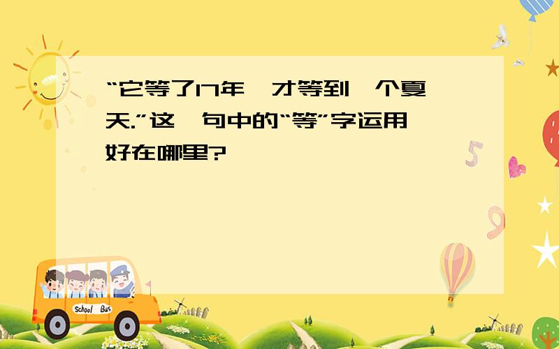 “它等了17年,才等到一个夏天.”这一句中的“等”字运用好在哪里?