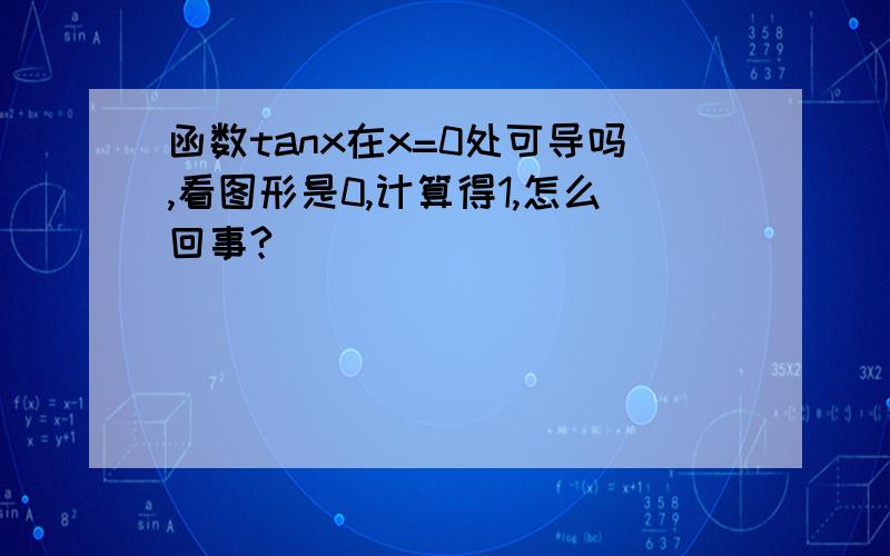 函数tanx在x=0处可导吗,看图形是0,计算得1,怎么回事?