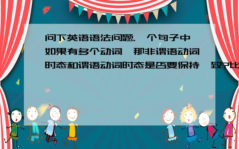 问下英语语法问题.一个句子中如果有多个动词,那非谓语动词时态和谓语动词时态是否要保持一致?比如I made my family disappeare还是disappeared?如果是不同类型的从句那和主句的谓语动词又有什么