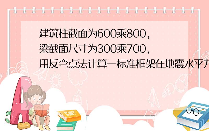 建筑柱截面为600乘800,梁截面尺寸为300乘700,用反弯点法计算一标准框架在地震水平力作用下的内力弯矩图结构平面图如下