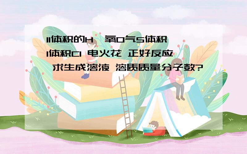 11体积的H,氧O气5体积 1体积CI 电火花 正好反应 求生成溶液 溶质质量分子数?