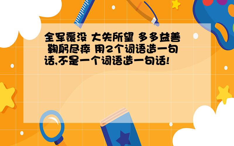 全军覆没 大失所望 多多益善 鞠躬尽瘁 用2个词语造一句话,不是一个词语造一句话!