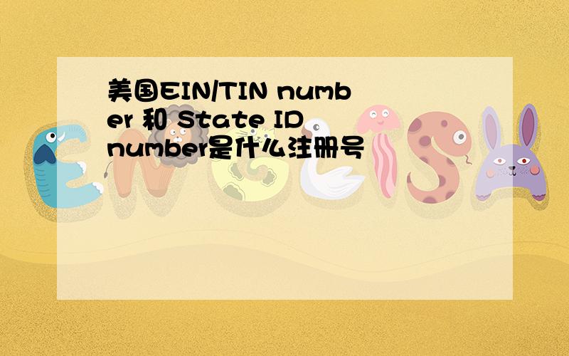 美国EIN/TIN number 和 State ID number是什么注册号