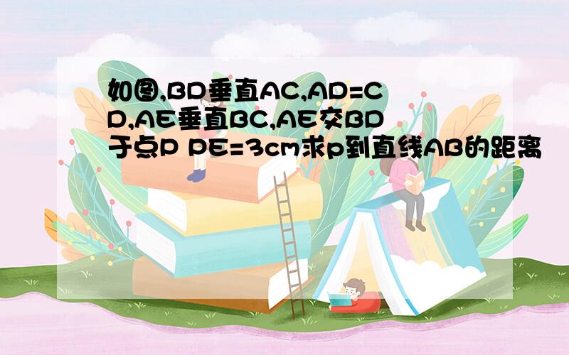 如图,BD垂直AC,AD=CD,AE垂直BC,AE交BD于点P PE=3cm求p到直线AB的距离