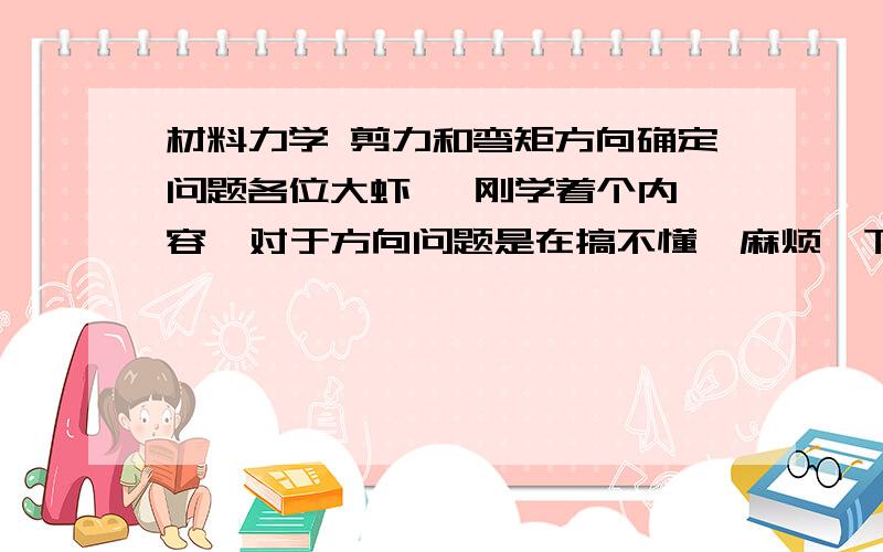 材料力学 剪力和弯矩方向确定问题各位大虾   刚学着个内容  对于方向问题是在搞不懂  麻烦一下如何确定剪力和弯矩的方向         详细点啊  举个例题也可以