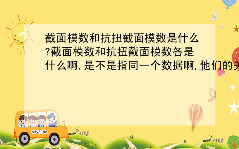 截面模数和抗扭截面模数是什么?截面模数和抗扭截面模数各是什么啊,是不是指同一个数据啊,他们的关系是什么啊最好给出计算公式还有惯性矩,回转半径,他们三者之间有什么关系,谁能回答