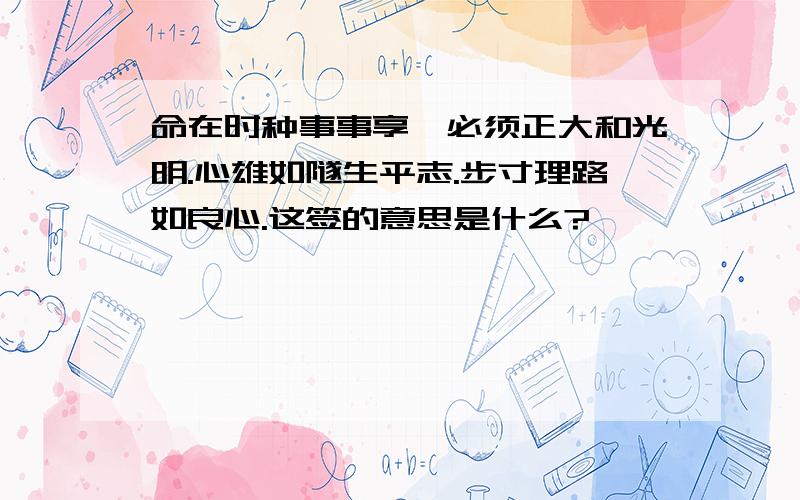 命在时种事事享,必须正大和光明.心雄如隧生平志.步寸理路如良心.这签的意思是什么?