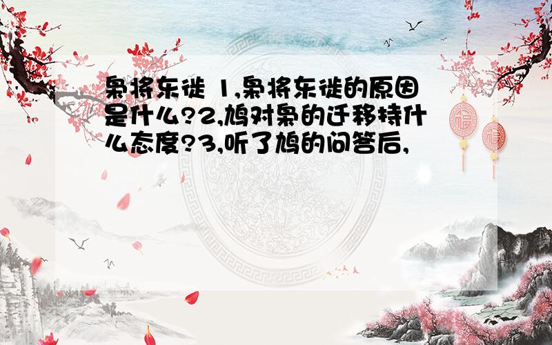 枭将东徙 1,枭将东徙的原因是什么?2,鸠对枭的迁移持什么态度?3,听了鸠的问答后,