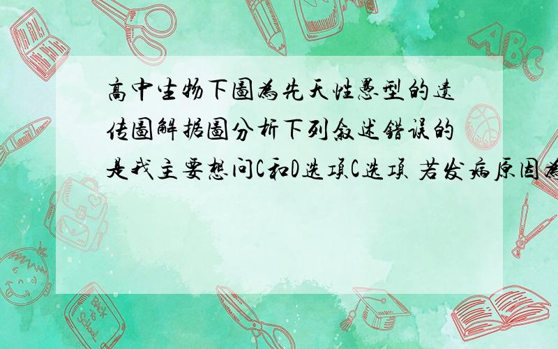 高中生物下图为先天性愚型的遗传图解据图分析下列叙述错误的是我主要想问C和D选项C选项 若发病原因为减数分裂异常,则患者I体内的额外染色体一定来自其母亲,请问 是来自父亲和母亲均