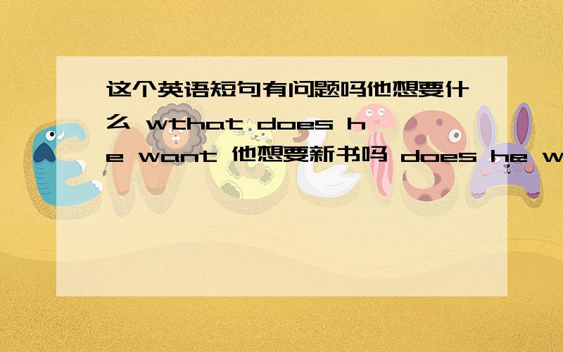 这个英语短句有问题吗他想要什么 wthat does he want 他想要新书吗 does he want a new book