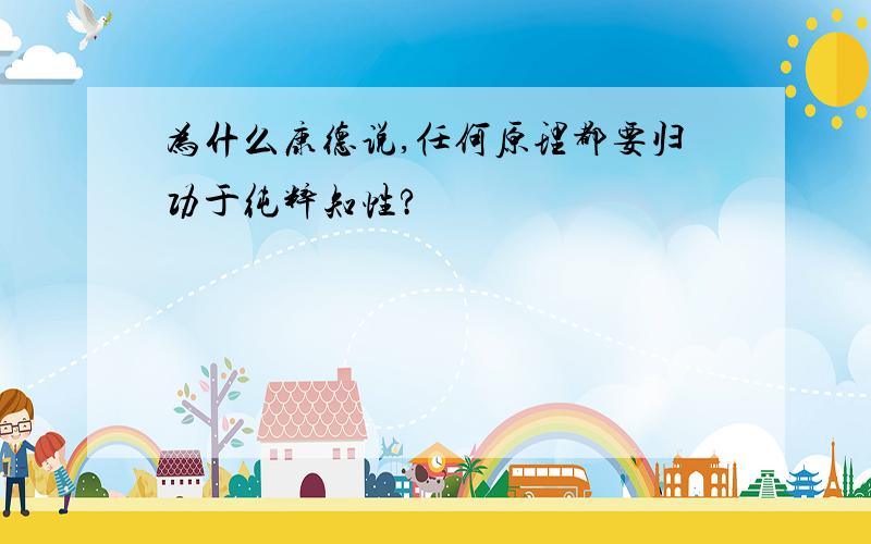 为什么康德说,任何原理都要归功于纯粹知性?