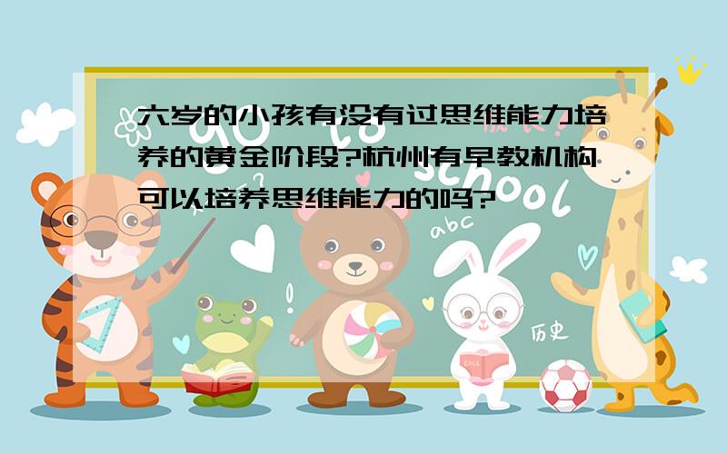 六岁的小孩有没有过思维能力培养的黄金阶段?杭州有早教机构可以培养思维能力的吗?