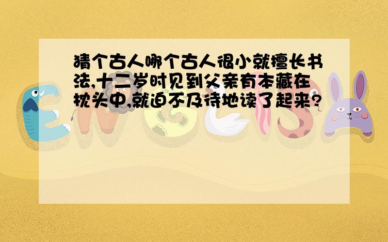 猜个古人哪个古人很小就擅长书法,十二岁时见到父亲有本藏在枕头中,就迫不及待地读了起来?