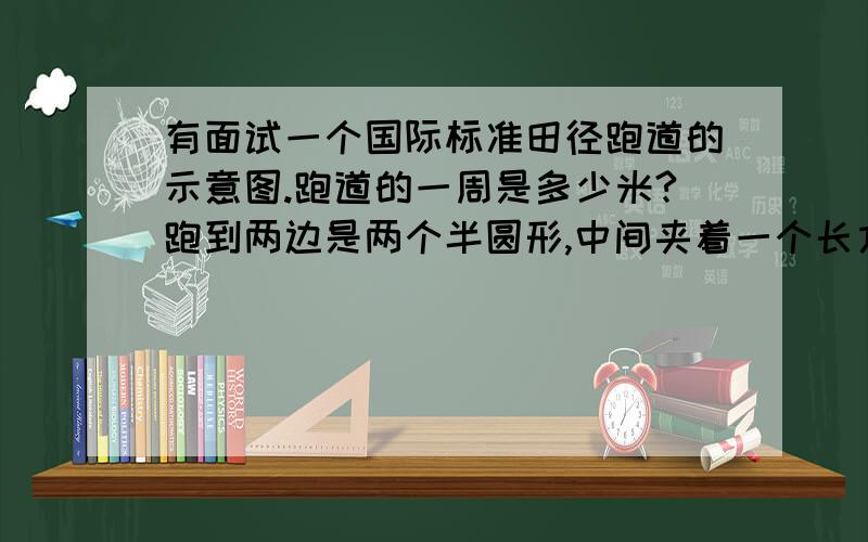 有面试一个国际标准田径跑道的示意图.跑道的一周是多少米?跑到两边是两个半圆形,中间夹着一个长方形半圆形73m,长方形的长85.39m,宽73m