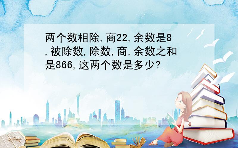 两个数相除,商22,余数是8,被除数,除数,商,余数之和是866,这两个数是多少?