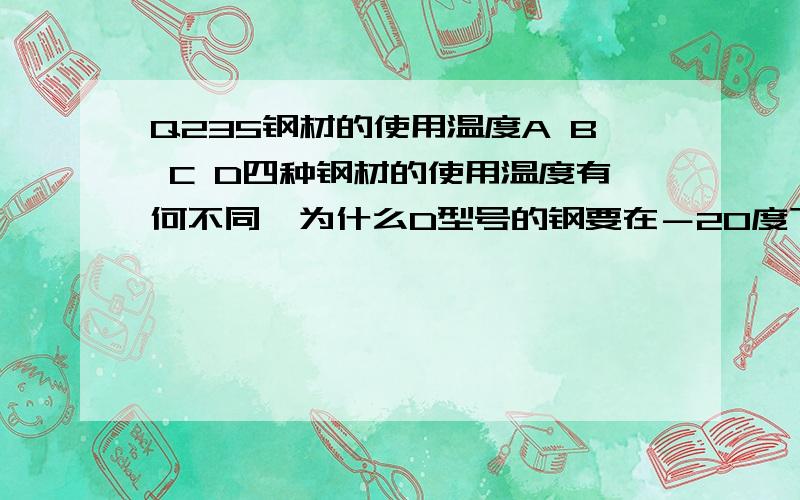 Q235钢材的使用温度A B C D四种钢材的使用温度有何不同,为什么D型号的钢要在－20度下做冲击实验