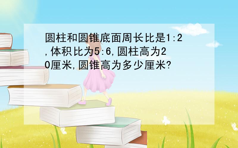 圆柱和圆锥底面周长比是1:2,体积比为5:6,圆柱高为20厘米,圆锥高为多少厘米?