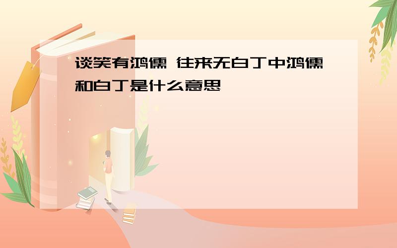 谈笑有鸿儒 往来无白丁中鸿儒和白丁是什么意思