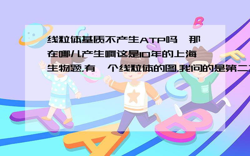 线粒体基质不产生ATP吗,那在哪儿产生啊这是10年的上海生物题，有一个线粒体的图，我问的是第二项