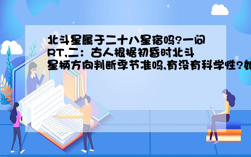 北斗星属于二十八星宿吗?一问RT,二：古人根据初昏时北斗星柄方向判断季节准吗,有没有科学性?如果属于的话,具体是那个星宿?