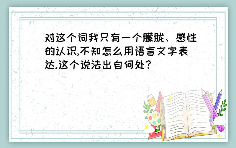 对这个词我只有一个朦胧、感性的认识,不知怎么用语言文字表达.这个说法出自何处?