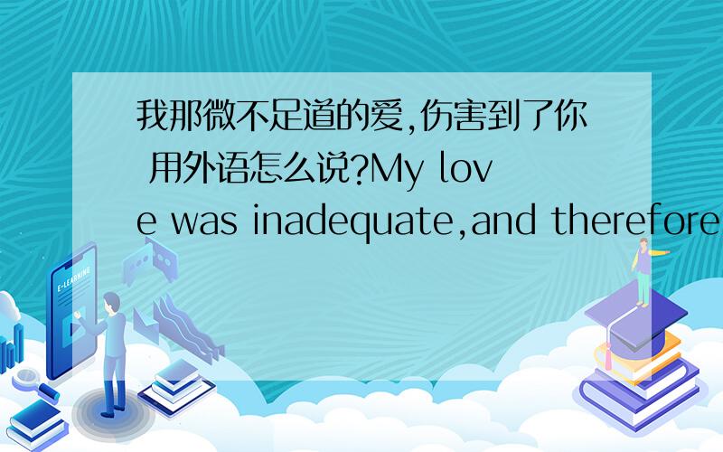 我那微不足道的爱,伤害到了你 用外语怎么说?My love was inadequate,and therefore hurt you.My insignificant love has hurt you.my negligible love has hurt you那个才是对的啊