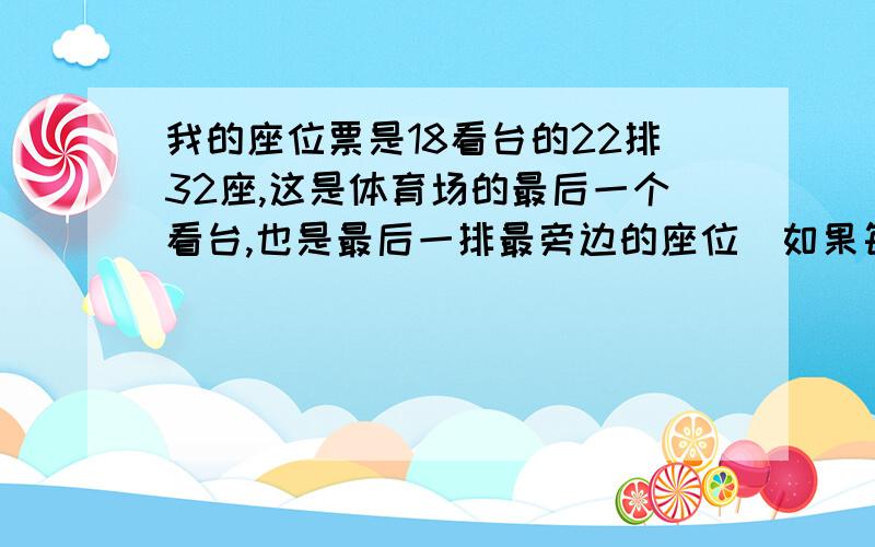 我的座位票是18看台的22排32座,这是体育场的最后一个看台,也是最后一排最旁边的座位．如果每个看台的座位数相同,你能估计出个体育场大约能容纳多少名观众吗?