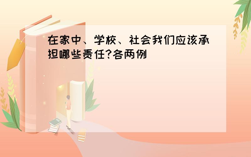 在家中、学校、社会我们应该承担哪些责任?各两例