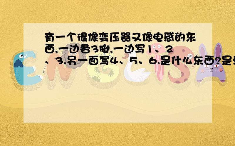 有一个很像变压器又像电感的东西,一边各3脚,一边写1、2、3.另一面写4、5、6.是什么东西?是消防安全出口灯里面用的