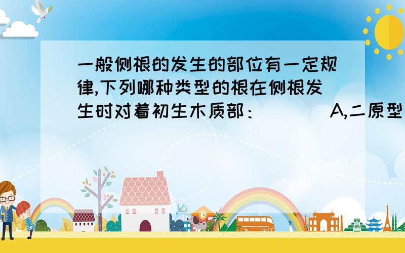 一般侧根的发生的部位有一定规律,下列哪种类型的根在侧根发生时对着初生木质部： ( ) A,二原型、三原型