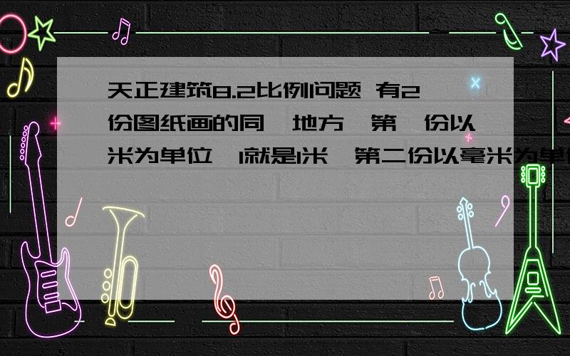 天正建筑8.2比例问题 有2份图纸画的同一地方,第一份以米为单位,1就是1米,第二份以毫米为单位我想把以米为单位的图纸（某部分）复制到以毫米为单位的图纸里面去,求具体操作步骤