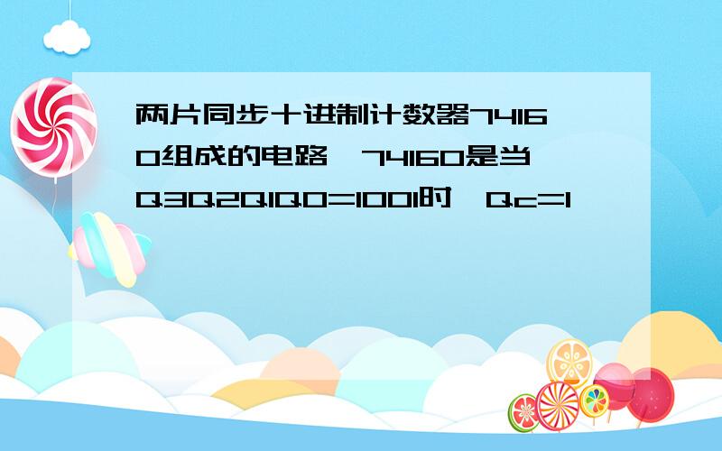 两片同步十进制计数器74160组成的电路,74160是当Q3Q2Q1Q0=1001时,Qc=1,