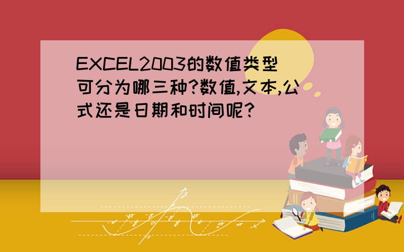 EXCEL2003的数值类型可分为哪三种?数值,文本,公式还是日期和时间呢?