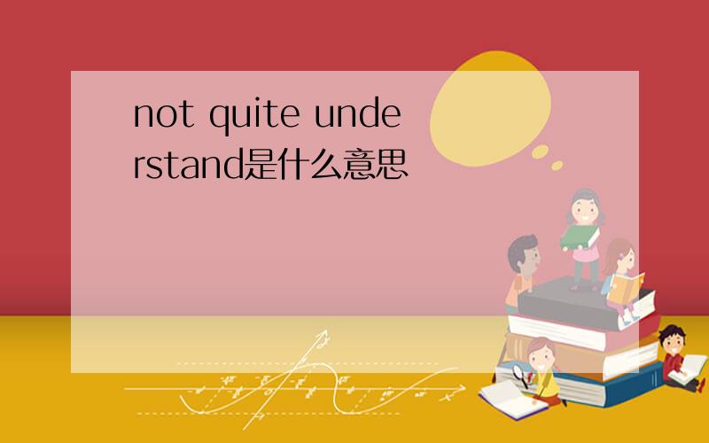 not quite understand是什么意思