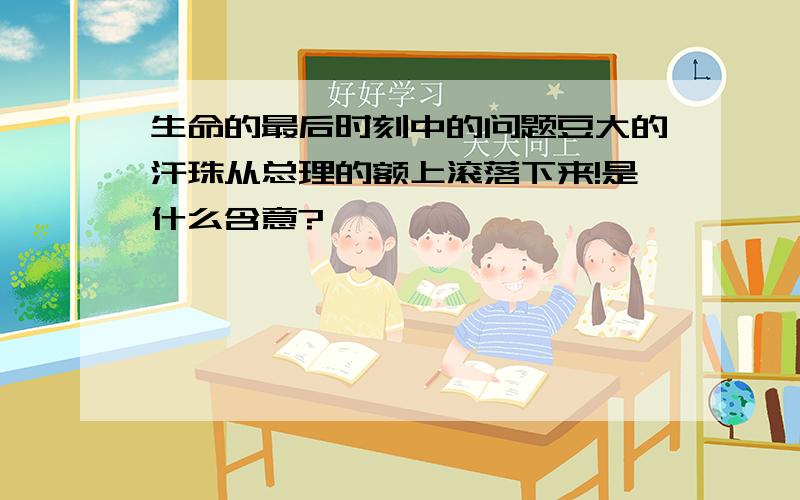 生命的最后时刻中的问题豆大的汗珠从总理的额上滚落下来!是什么含意?