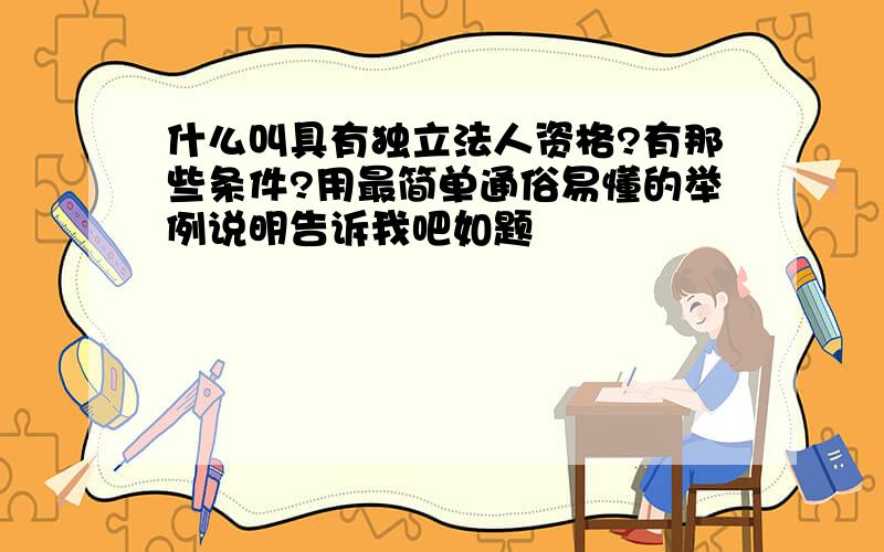 什么叫具有独立法人资格?有那些条件?用最简单通俗易懂的举例说明告诉我吧如题